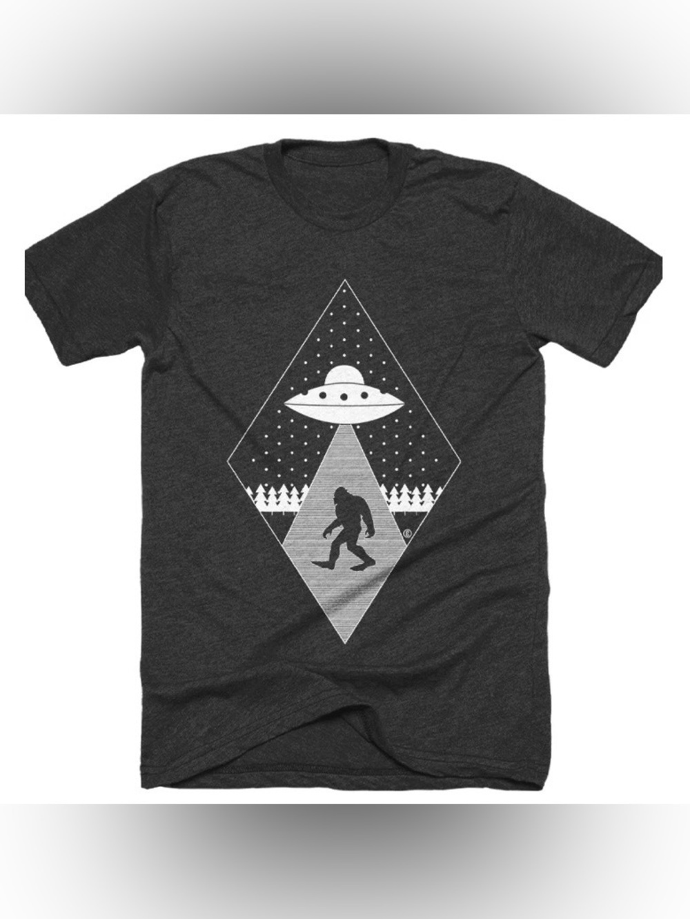CHOKE SHIRT CO Unisex Outer Space Bigfoot Sasquatch TShirt Gray Size Medium